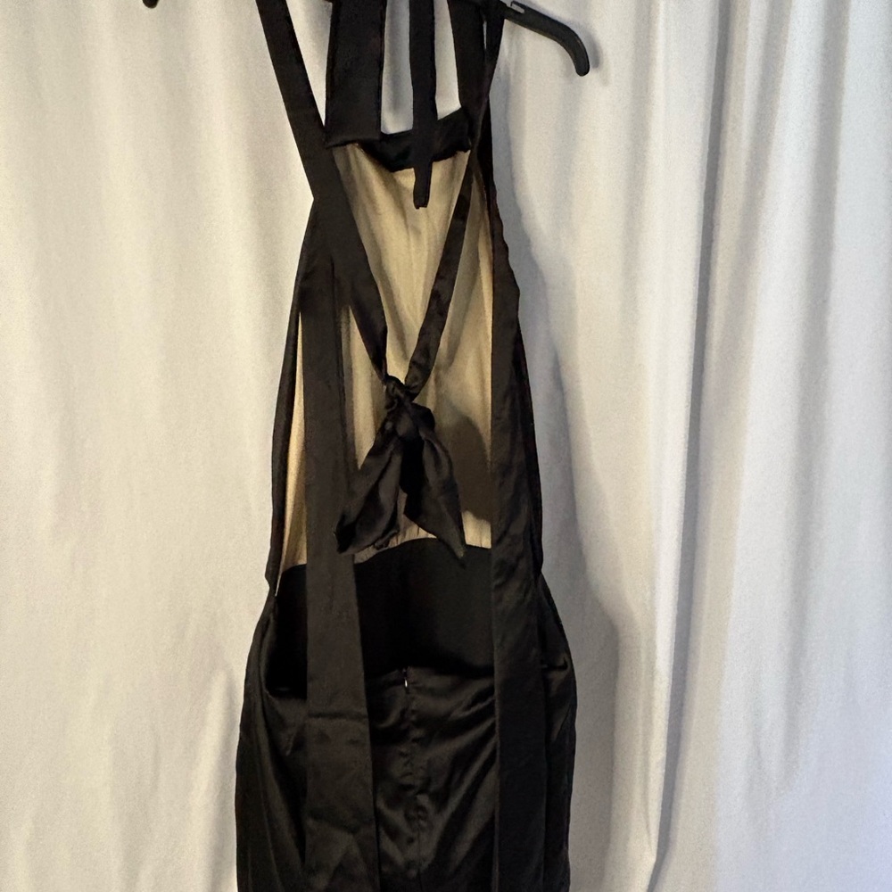 Black Satin Fashion Nova Halter Dress